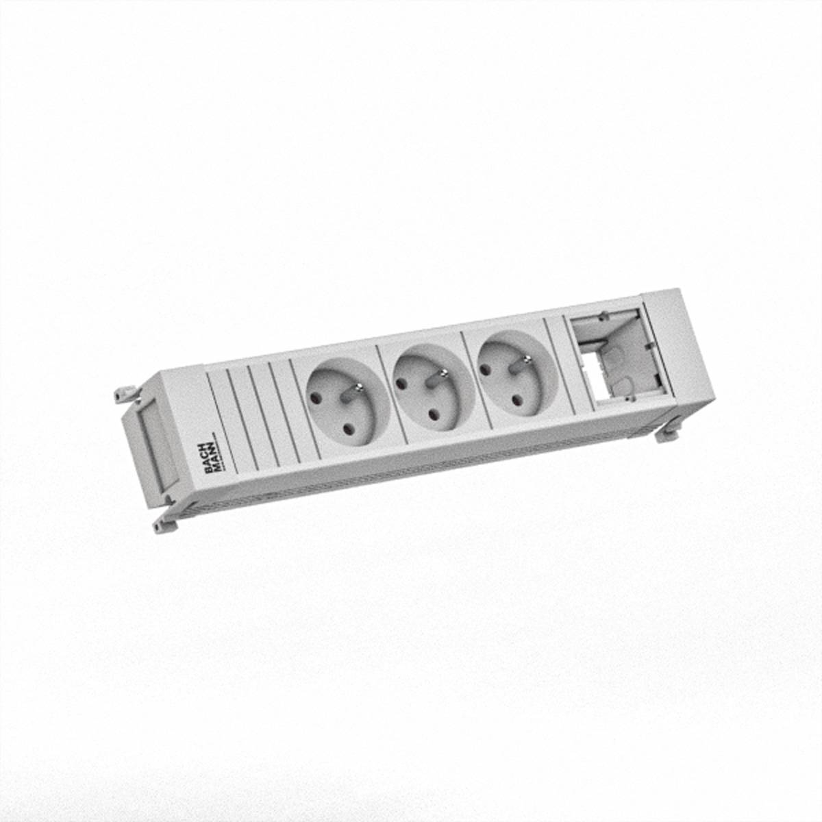 BACHMANN POWER FRAME 3xUTE 1xCM 0,2m GST18 RAL9010 Steckdosenleisten Einbau-Anschlussfelder