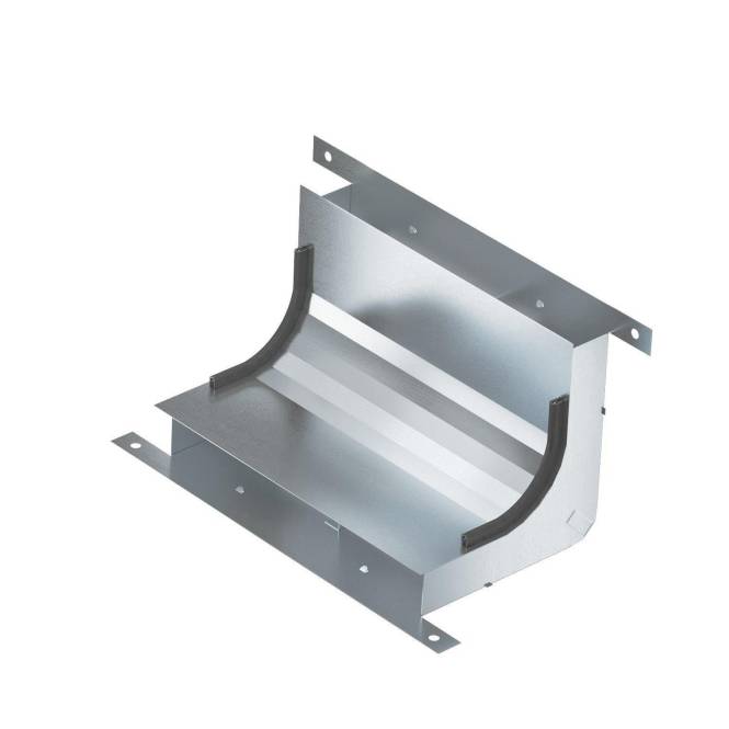 Eine metallische Halterung mit geschwungenem Design und Befestigungslöchern, wahrscheinlich zur Unterstützung oder Sicherung größerer Strukturen bei Bauarbeiten verwendet.