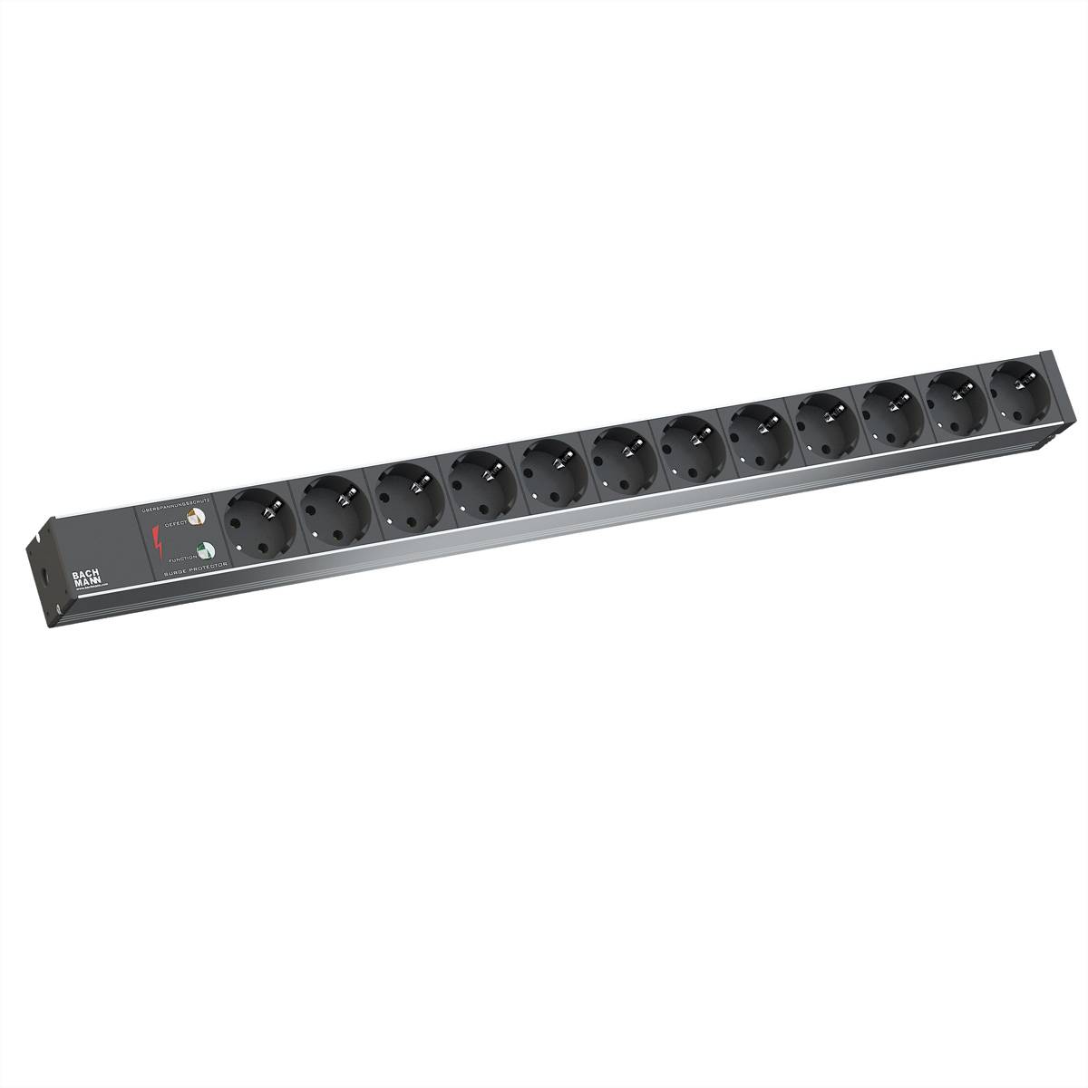 BACHMANN IT PDU ALU 1HE 12x Schutzkontakt, Zuleitung mit Schutzkontaktstecker Steckdosenleisten 19