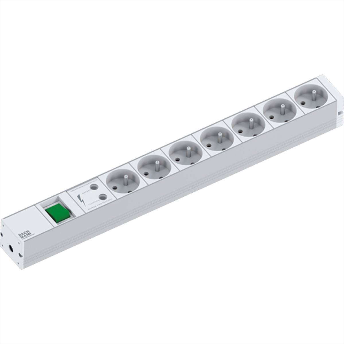 BACHMANN 19-Steckdosenleiste 1HE 7xUTE 1xSchalter 1xSPD, 2 m Steckdosenleisten IT-Steckdosenleiste