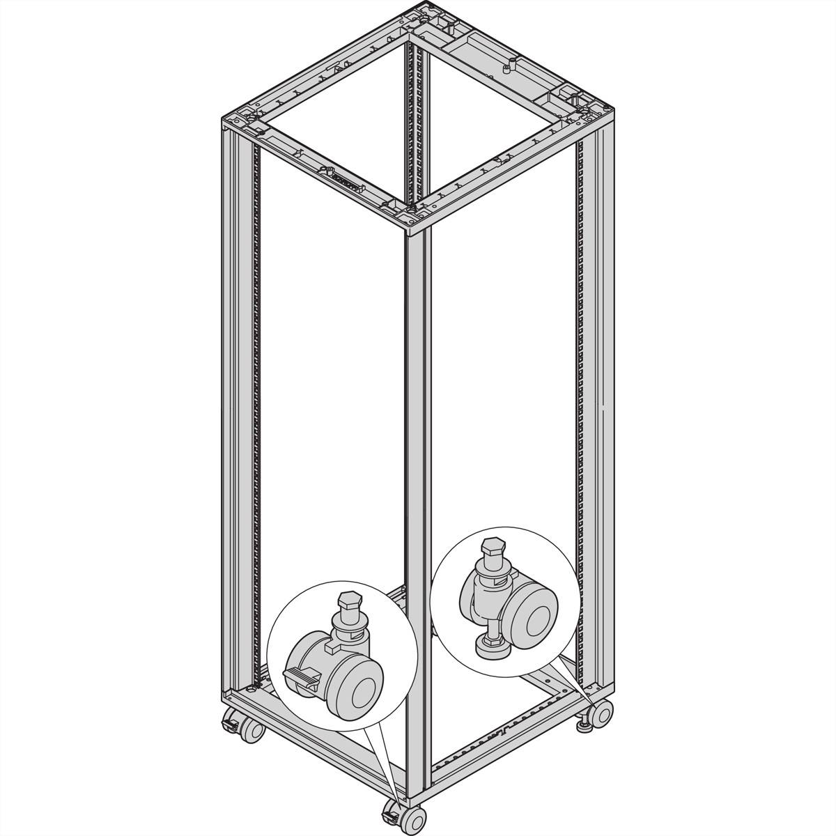 SCHROFF Lenkrollen mit Nivellierfüssen - LENKROLLEN SET 400KG 60D M.F. 19 Schränke &amp, Novastar