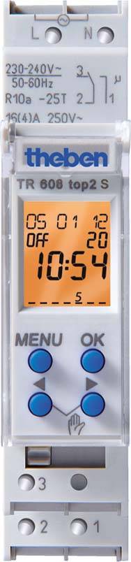 THEB Zeitschaltuhr digital TR608top2S 24H/7T mit Gangreserve 1TE 1K 56SP Install.Baumaterial
