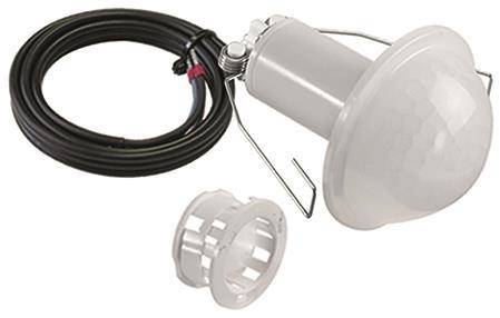 Deckenmontiertе Kamera und Kabel mit abnehmbarer Halterung. Wird für Überwachungs- oder Kontrollsysteme in Gebäuden verwendet.