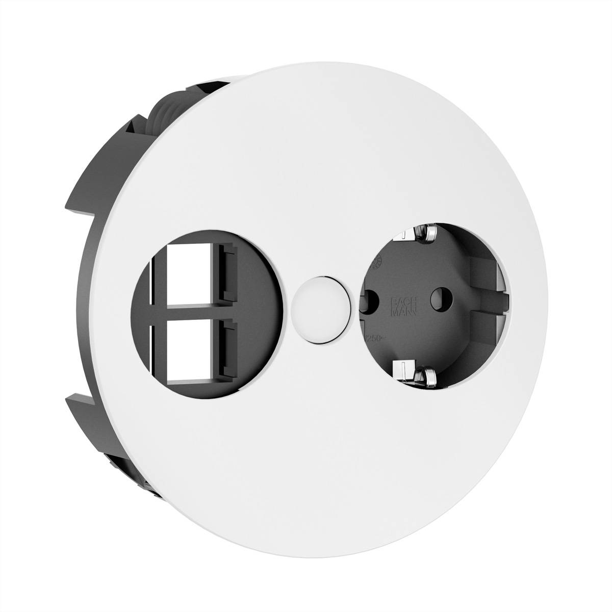 BACHMANN TWIST 1x Schutzkontakt 2x Keystone, weiß Steckdosenleisten Einbau-Anschlussfelder