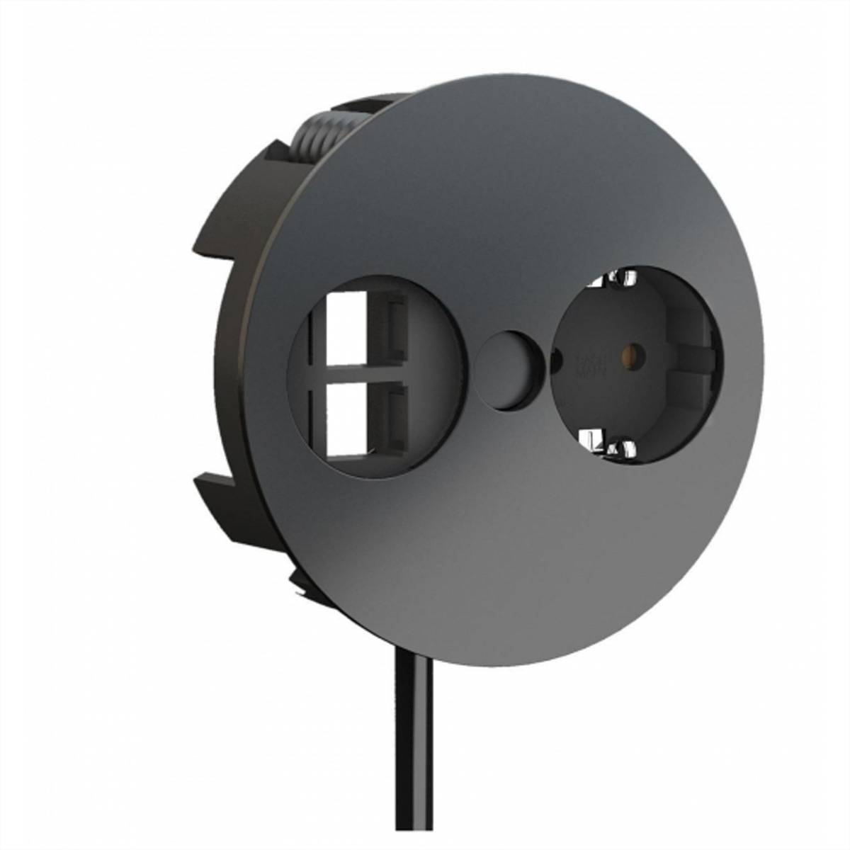 BACHMANN TWIST 1x Schutzkontakt 2x Keystone, GST18 Stecker, schwarz, 0,2 m Steckdosenleisten