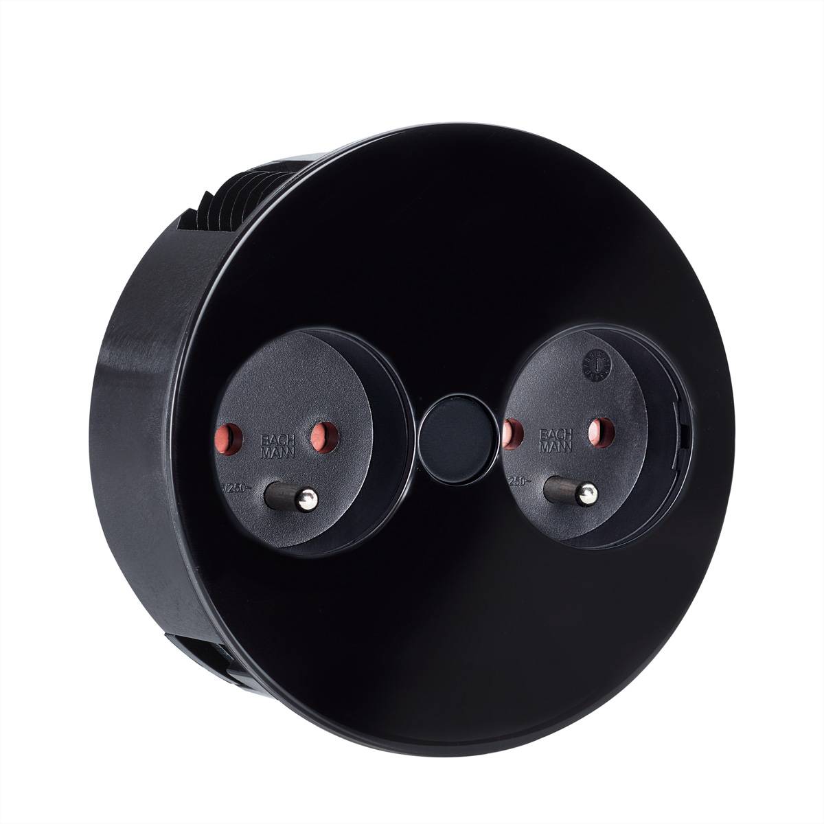 BACHMANN TWIST 2xUTE 2,0m AEH schwarz 30GE seidenmatt, schwarz, 2 m Steckdosenleisten