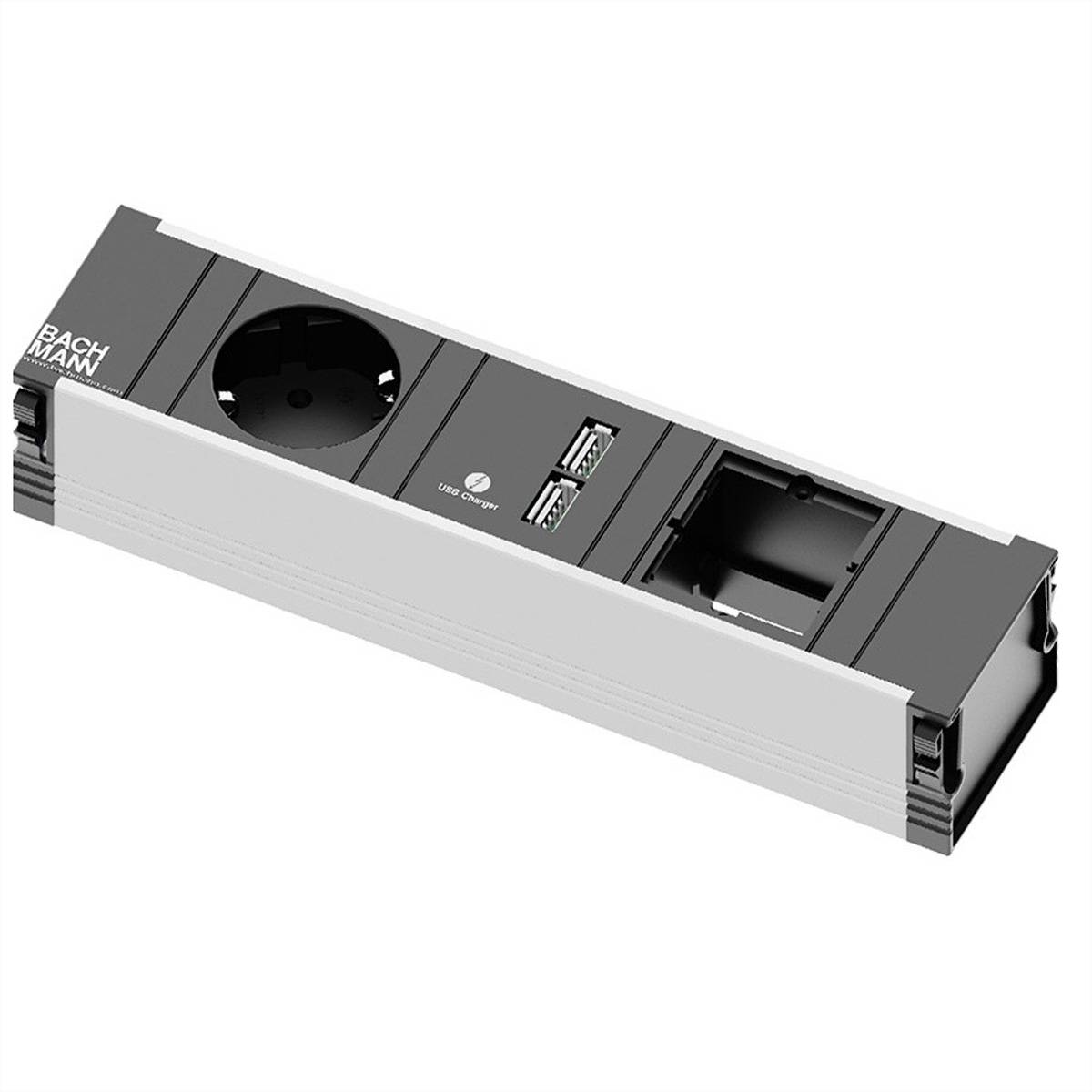 BACHMANN CONI Small 1x Schutzkontakt 1x USB Charger 1x ABD Steckdosenleisten Einbau-Anschlussfelder