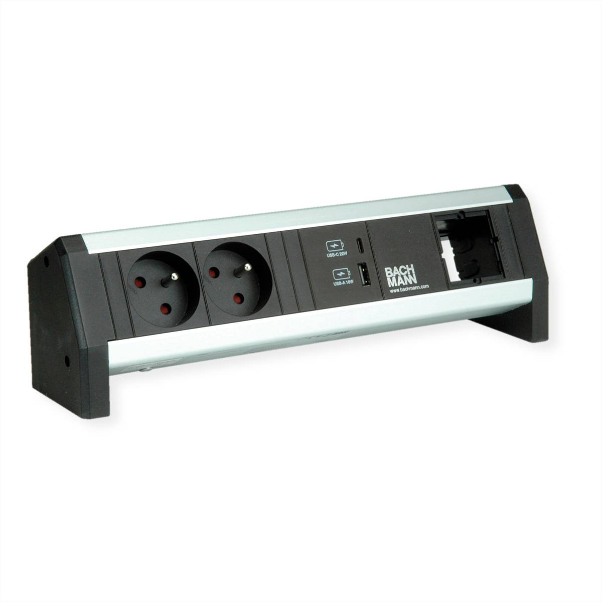 BACHMANN DESK 2xUTE 1xUSB A&amp,C 22W 1xCM GST18 Steckdosenleisten Aufbau-Anschlussfelder 1
