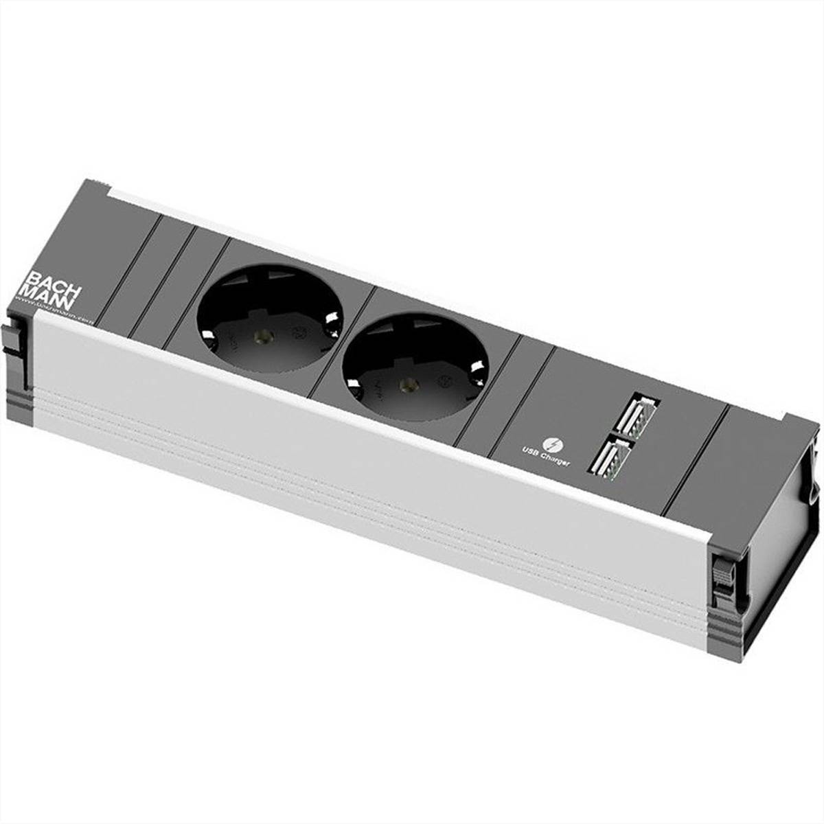 BACHMANN CONI 2x Schutzkontakt 1x USB Charger Steckdosenleisten Einbau-Anschlussfelder