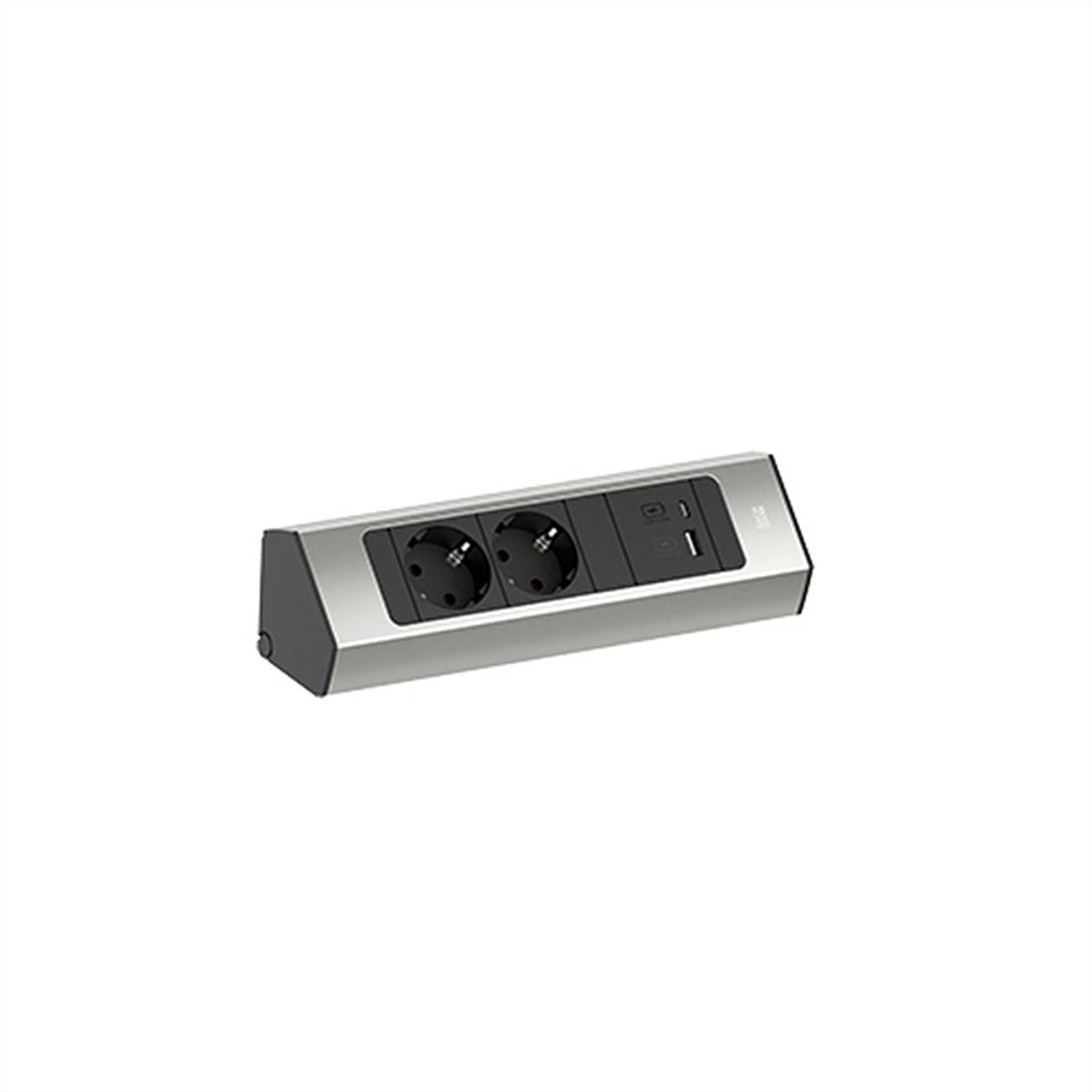 BACHMANN CASIA 2 2xCEE7/3 1xUSB A/C 22W 2,0m AEH Edelstahl-Optik Steckdosenleisten