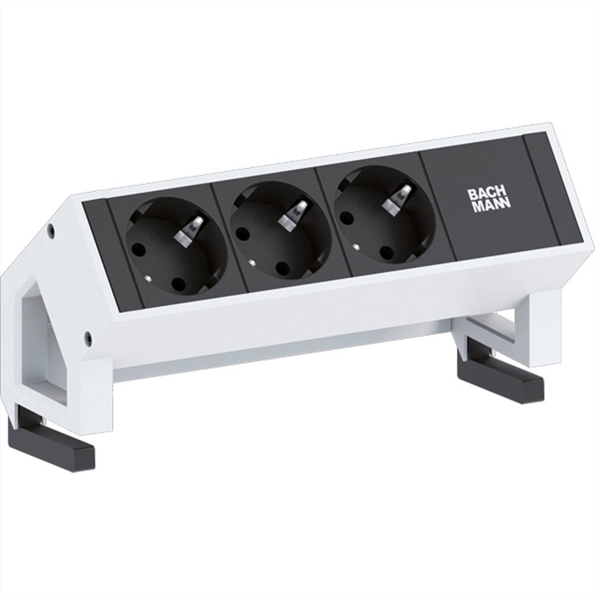 BACHMANN DESK2 3x Schutzkontakt GST18, weiß Steckdosenleisten Aufbau-Anschlussfelder DESK 2