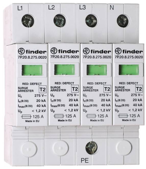 Finder 7P.25.8.275.0020 Überspannungsableiter Typ 2 4 Varistoren Install.Baumaterial