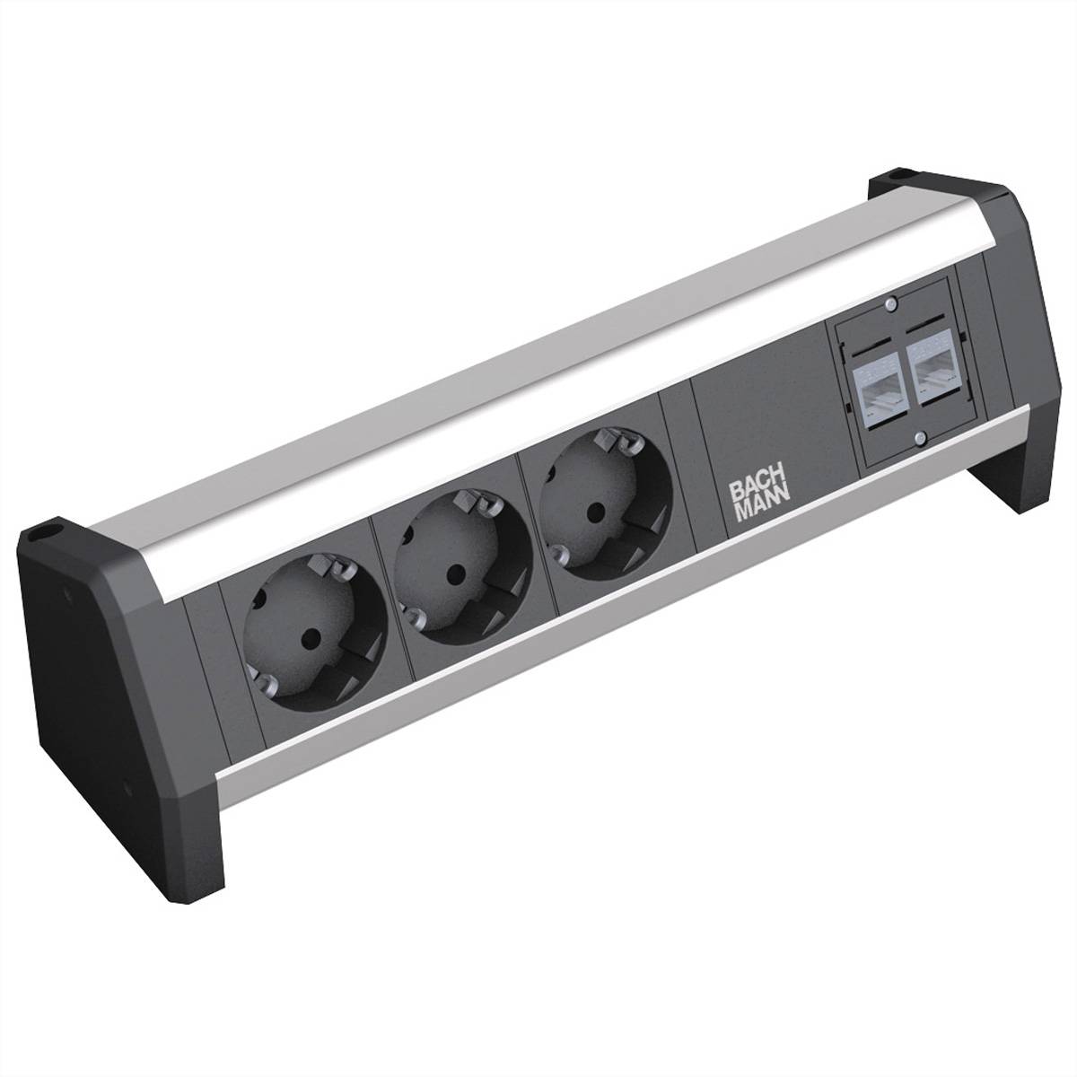 BACHMANN DESK 3x Schutzkontakt, 2x CAT6 Steckdosenleisten Aufbau-Anschlussfelder 1