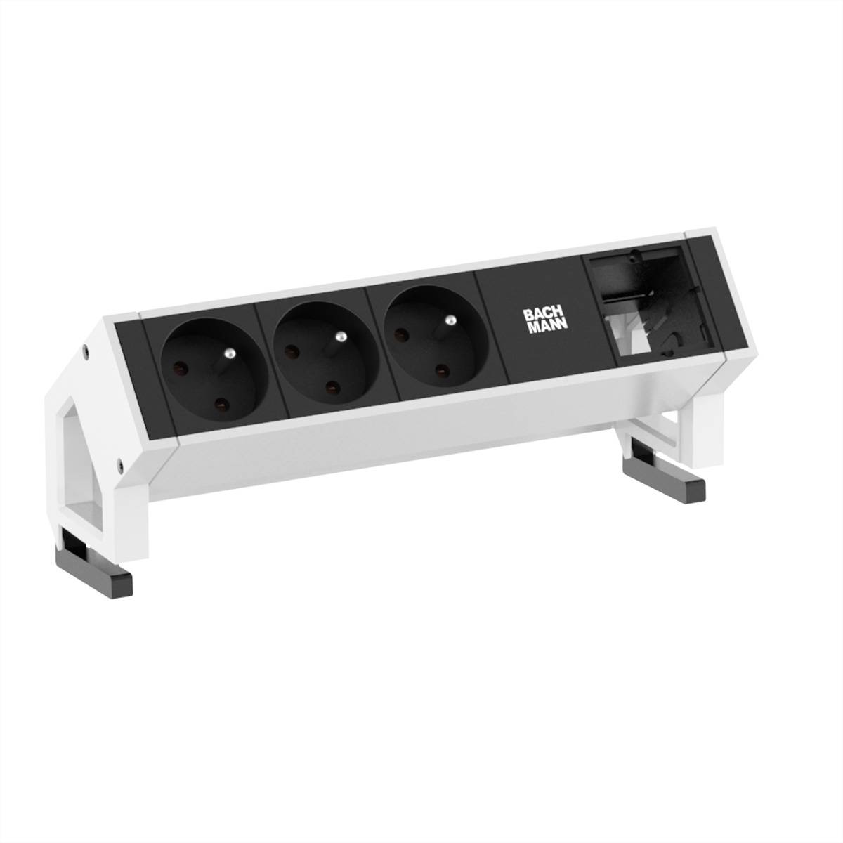 BACHMANN DESK2 3xUTE 1xCM 0,2m GST18 RAL9010 Steckdosenleisten Aufbau-Anschlussfelder DESK 2