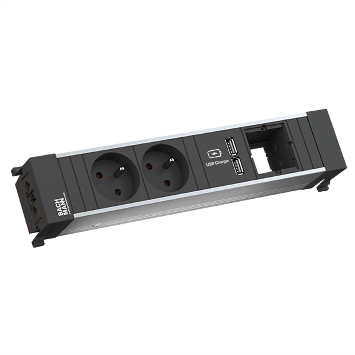 BACHMANN CONF 2xUTE 1xUSB Charger 1xCM GST18 Steckdosenleisten Einbau-Anschlussfelder CONFERENCE