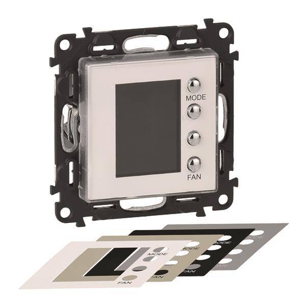 Digitales Bedienfeld mit kleinem Display und drei runden Tasten, beschriftet mit „Mode