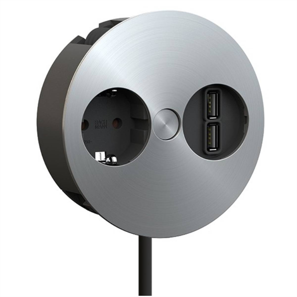 BACHMANN TWIST 1x Schutzkontakt, AderendhÃ¼lsen, USB-Charger, Schutzkontaktmontagestecker, 2 m