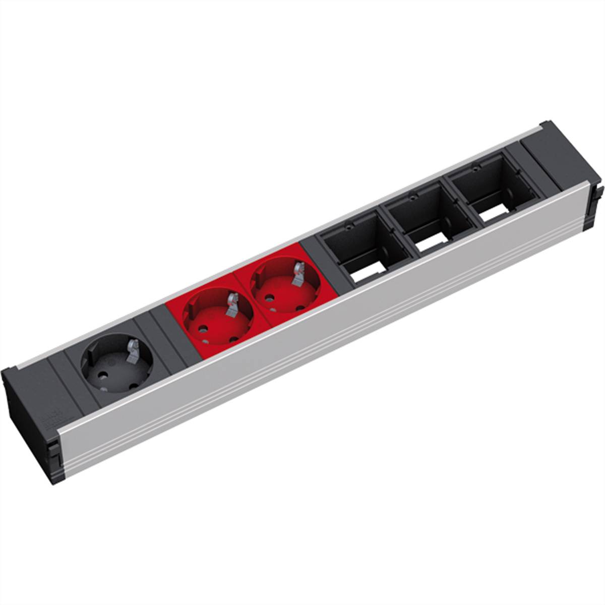 BACHMANN CONI 1xCEE7/3 2xCEE7/3 rot, Schutzkontakt 1xschwarz+2xrot Steckdosenleisten