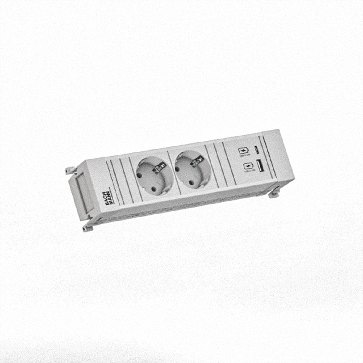 BACHMANN POWER FRAME 2xCEE7/3 1xUSB A/C 22W 0,2m GST18 Steckdosenleisten Einbau-Anschlussfelder