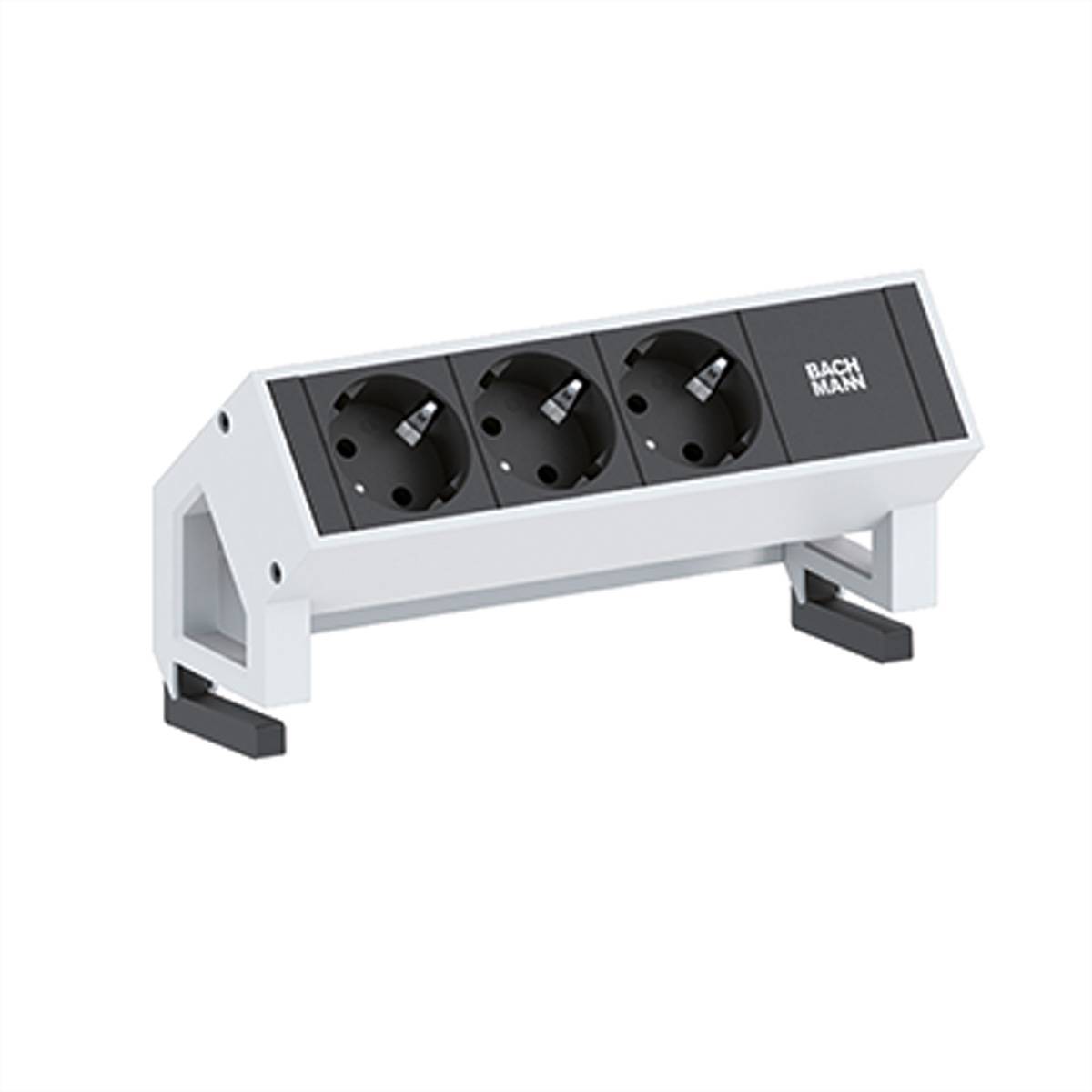 BACHMANN DESK2 3xCEE7/3 , GST18 incl. Zuleitung 1,5m, weiß Steckdosenleisten Steckdosenleiste
