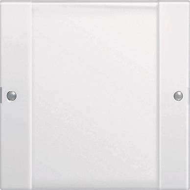 Eine schlichte weiße Wandschalterblende mit je zwei Schrauben auf beiden Seiten.