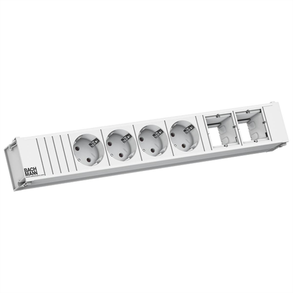 BACHMANN CONI 4xCEE7/3 2xCM 0,2m GST18 RAL9010 Steckdosenleisten Einbau-Anschlussfelder