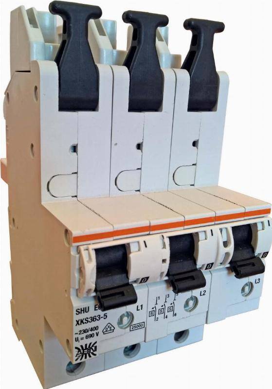 ABN SHU-Schalter 3p 63A XKS363-5 SaS-Montage Charakteristik E ABN Install.Baumaterial