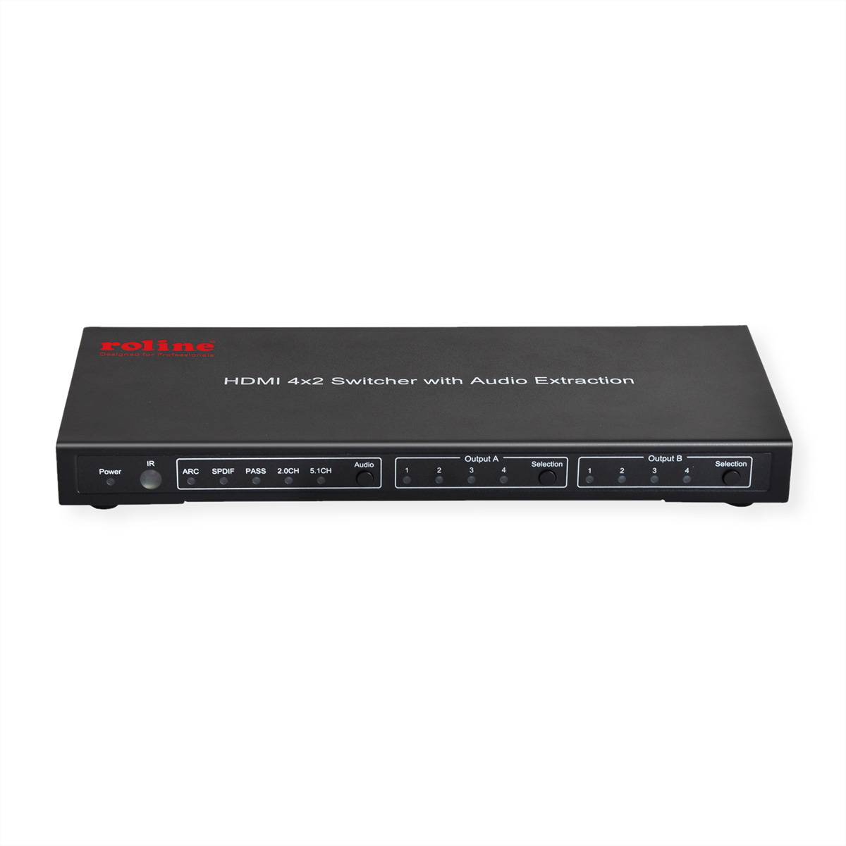 ROLINE 4K HDMI Matrix Switch, 4 x 2, mit Fernbedienung Splitter und Selektoren HDMI-Matrix-Switch 4K