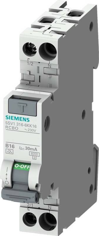Siemens FI/LS kompakt 1TE 5SV1316-4KK16 1P+N 6kA Typ F 30mA C16 Install.Baumaterial