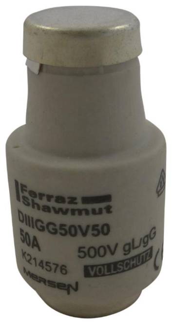 Mersen 00598.050700 DIII 50A gG weiß D-Sicherung 500V/DIAZED (Inhalt 1 Stück) Install.Baumaterial