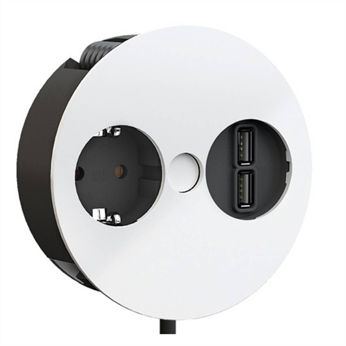 BACHMANN TWIST 1x Schutzkontakt, AderendhÃ¼lsen, USB-Charger, Schutzkontaktmontagestecker, weiÃŸ, 2