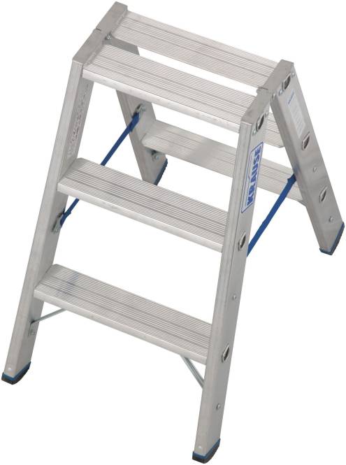 Krause Stufen-Doppelleiter Alu 2x3 Stufen 124715 Install.Baumaterial Werkzeug Messgeräte
