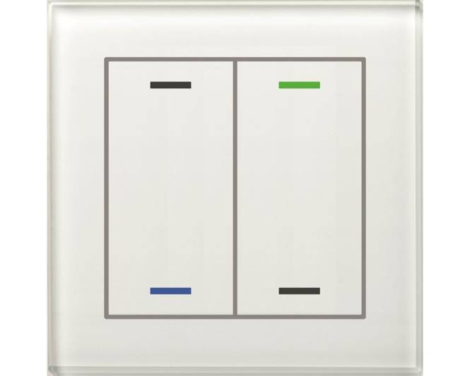 MDT BE-GTL2TW.01 Glastaster II Light 2fach RGB-W Temp.sensor Weiß Neutral Install.Baumaterial KNX