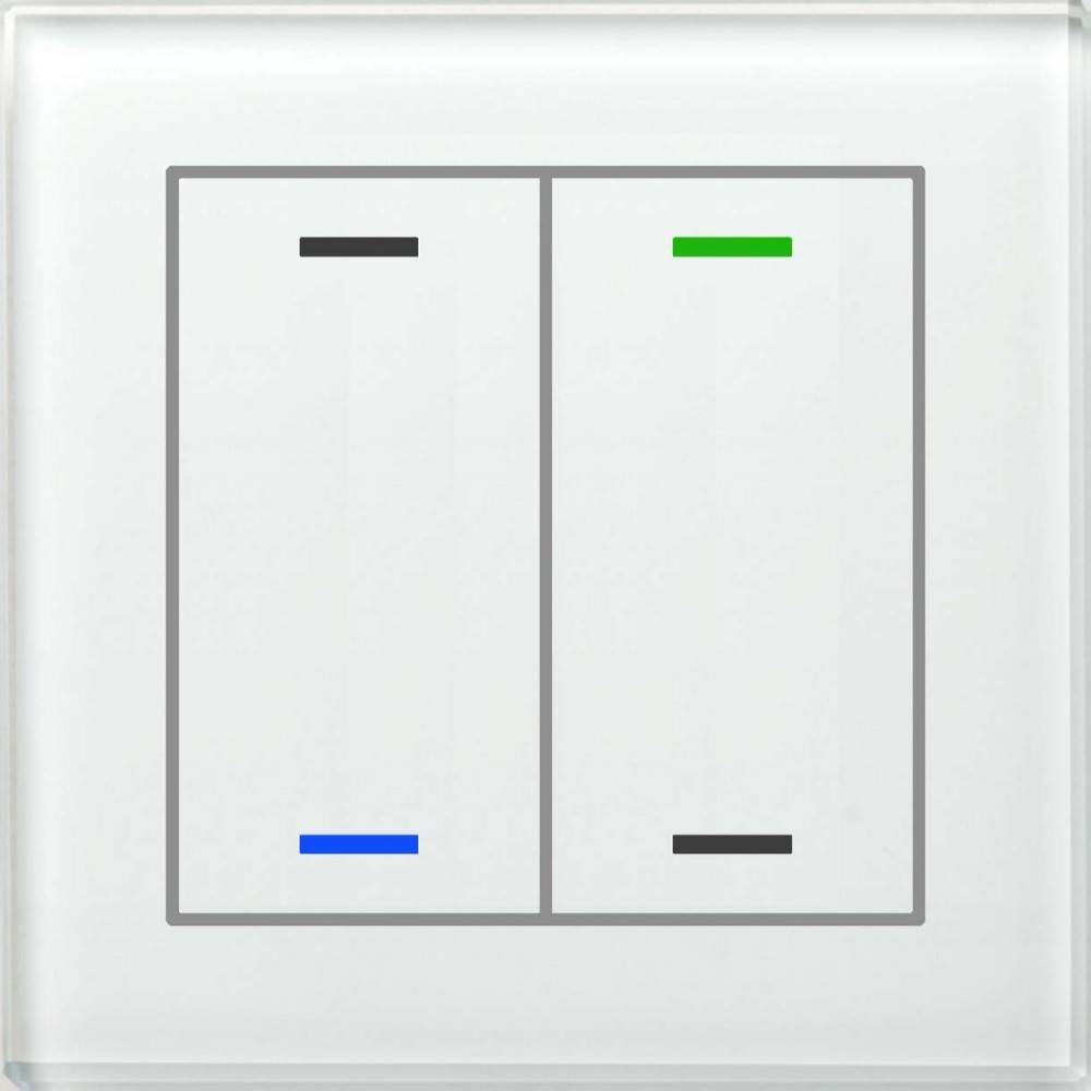 MDT BE-GTL2TW.01 Glastaster II Light 2fach RGB-W Temp.sensor WeiÃŸ Neutral Install.Baumaterial KNX