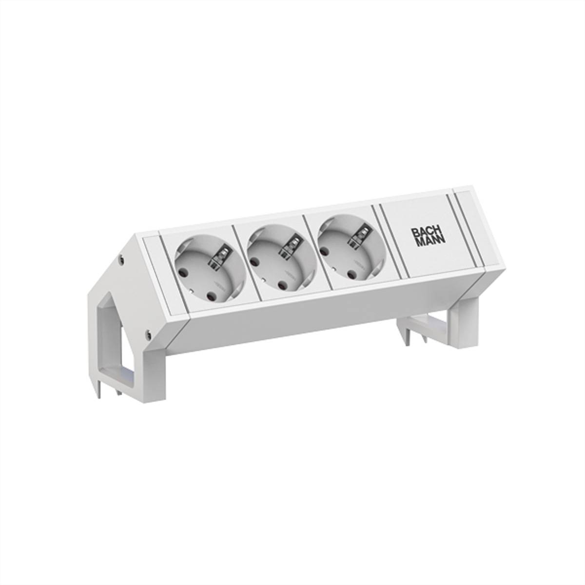 BACHMANN DESK2 white 3xCEE7/3 0,2m GST18 RAL9010 Steckdosenleisten Aufbau-Anschlussfelder DESK 2