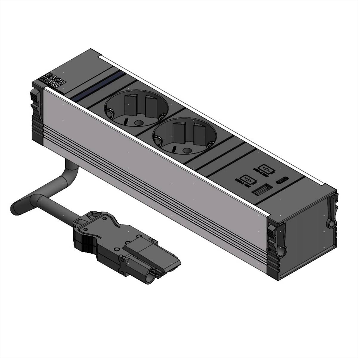 BACHMANN CONI 2x Schutzkontakt 1xUSB A/C 22W, schwarz Steckdosenleisten Einbau-Anschlussfelder