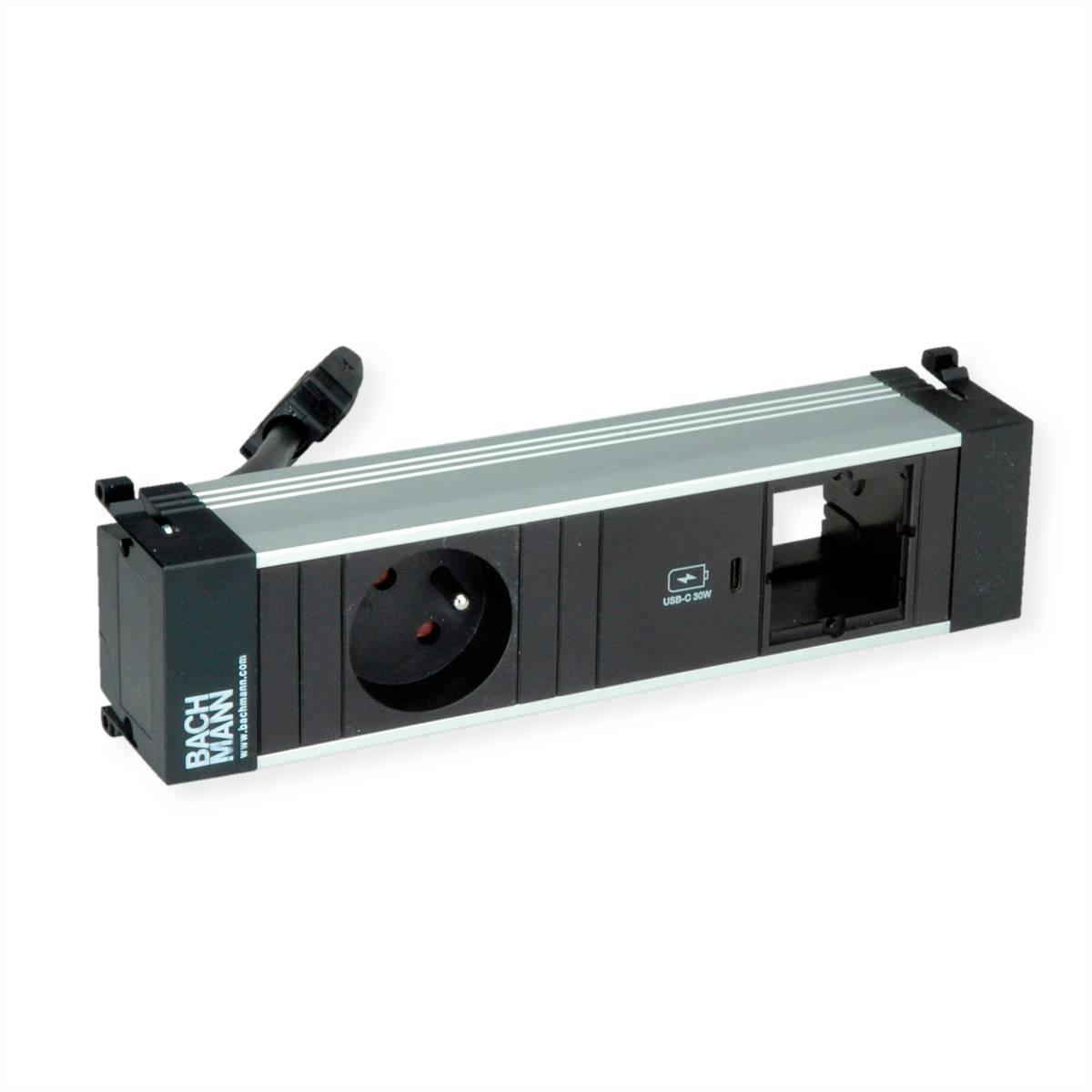 BACHMANN POWER FRAME S 1xUTE 1xUSB C 30W 1xCM 0,2m GST18 Steckdosenleisten Einbau-Anschlussfelder