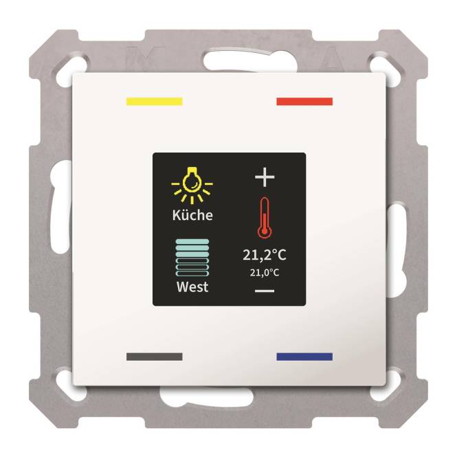 MDT Taster Smart 55 4-fach mit Farbdisplay und Temperatursensor Install.Baumaterial KNX