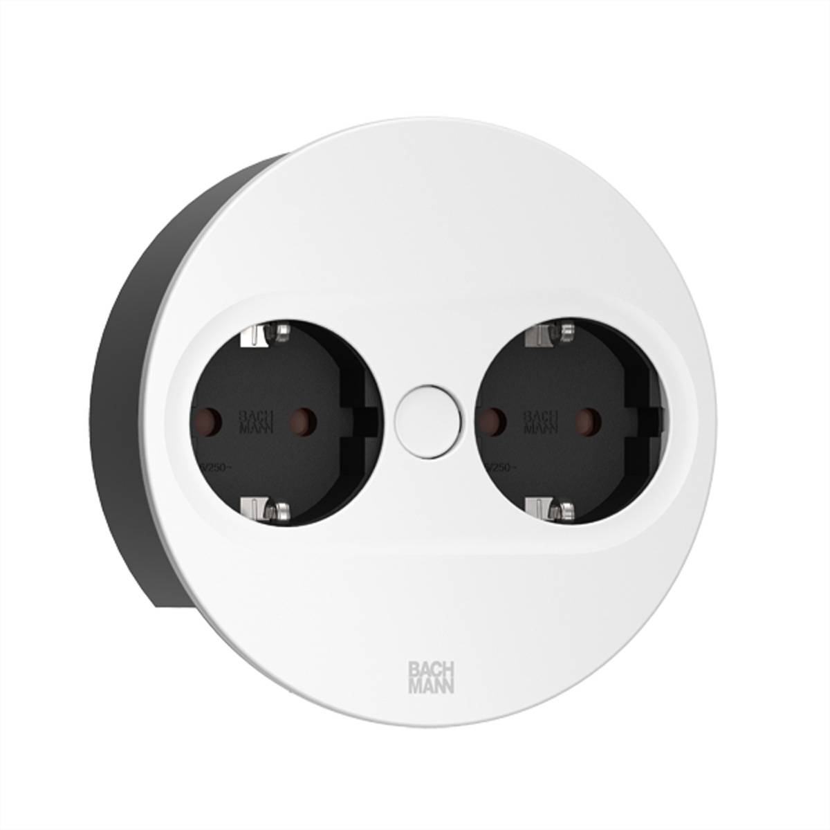 BACHMANN TWIST 2 2xCEE7/3 2,0m AEH RAL9010 30GE rund Steckdosenleisten Einbau-Anschlussfelder