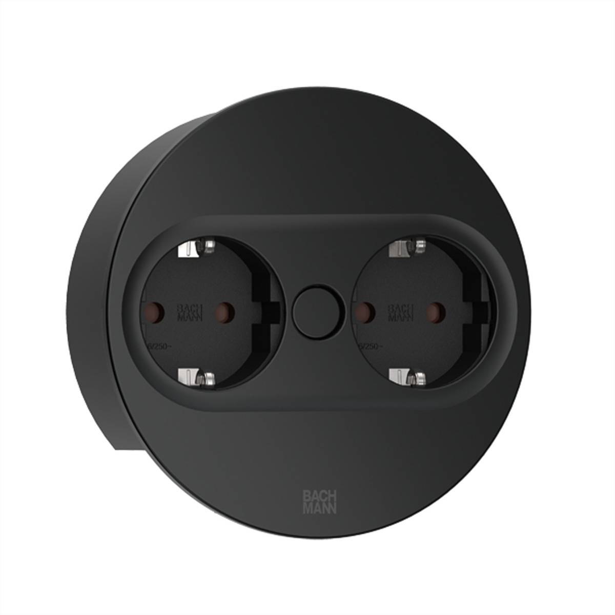 BACHMANN TWIST2 2xCEE7/3 2,0m AEH RAL9005 30GE rund Steckdosenleisten Einbau-Anschlussfelder TWIST