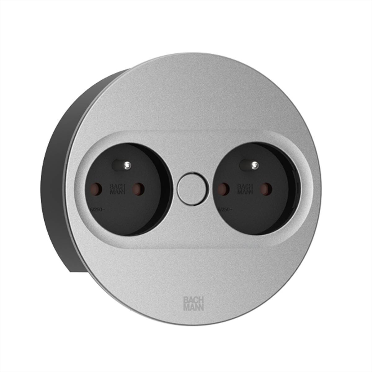 BACHMANN TWIST 2 2xUTE 2,0m AEH silber rund Steckdosenleisten Einbau-Anschlussfelder