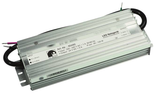Rutec LED-NetzgerÃ¤t 24V 50-120W 85490 IP67 Dimmb. 220-240V AC, Phasenanschn. Techn.Licht/Wohnraum