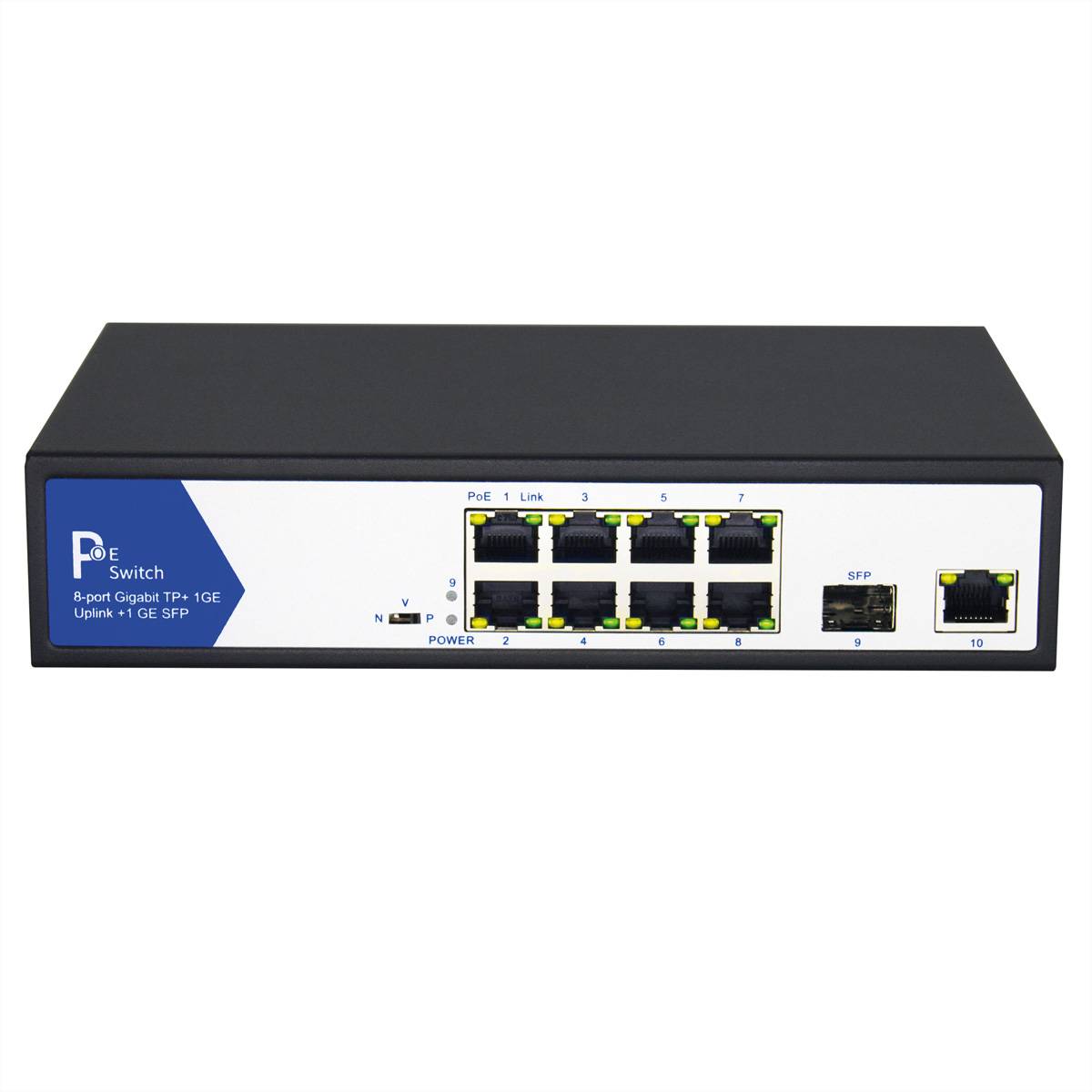 VALUE PoE+ Gigabit Ethernet Switch, 8+2 Uplink Ports (1x GbE, 1x SFP) Netzwerk-Switches