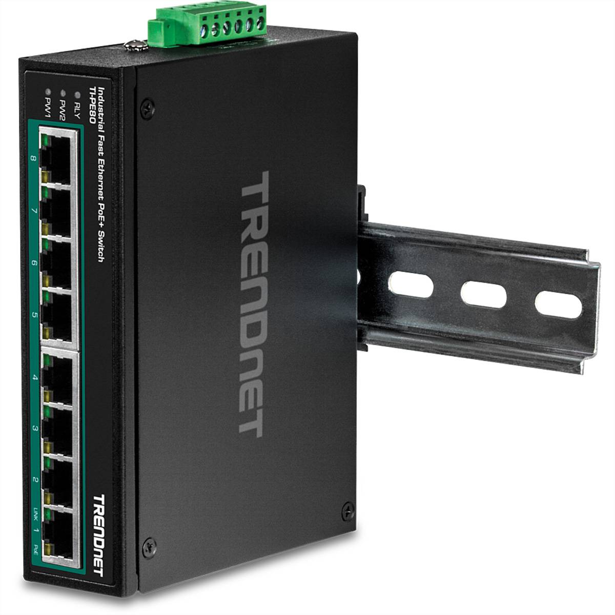 TRENDnet TI-PE80 Industrial Fast Ethernet PoE+ DIN-Rail Switch 8-Port Networking Netzwerk-Switch