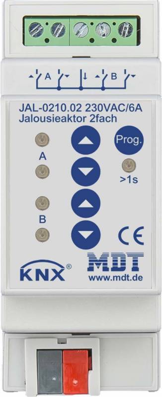 MDT JAL-0210.02 Jalousieaktor 2fach 2TE REG 10A 230VAC Install.Baumaterial Schaltermat/Geb.Steu KNX