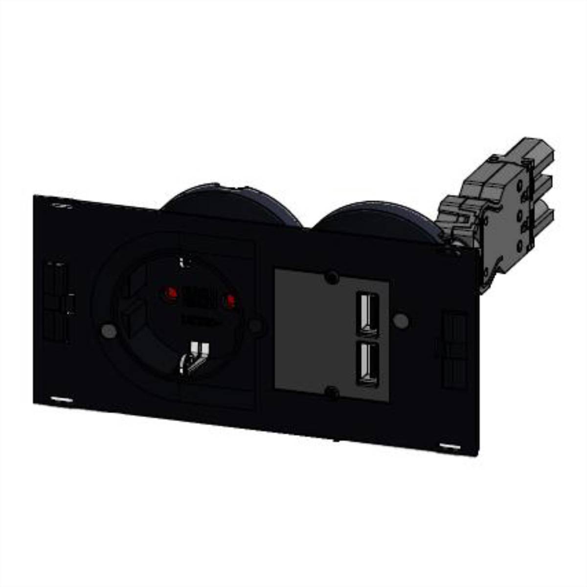 BACHMANN DUE Set 1xDUE CEE7/7+USB Steckdosenleisten Einbau-Anschlussfelder DUE