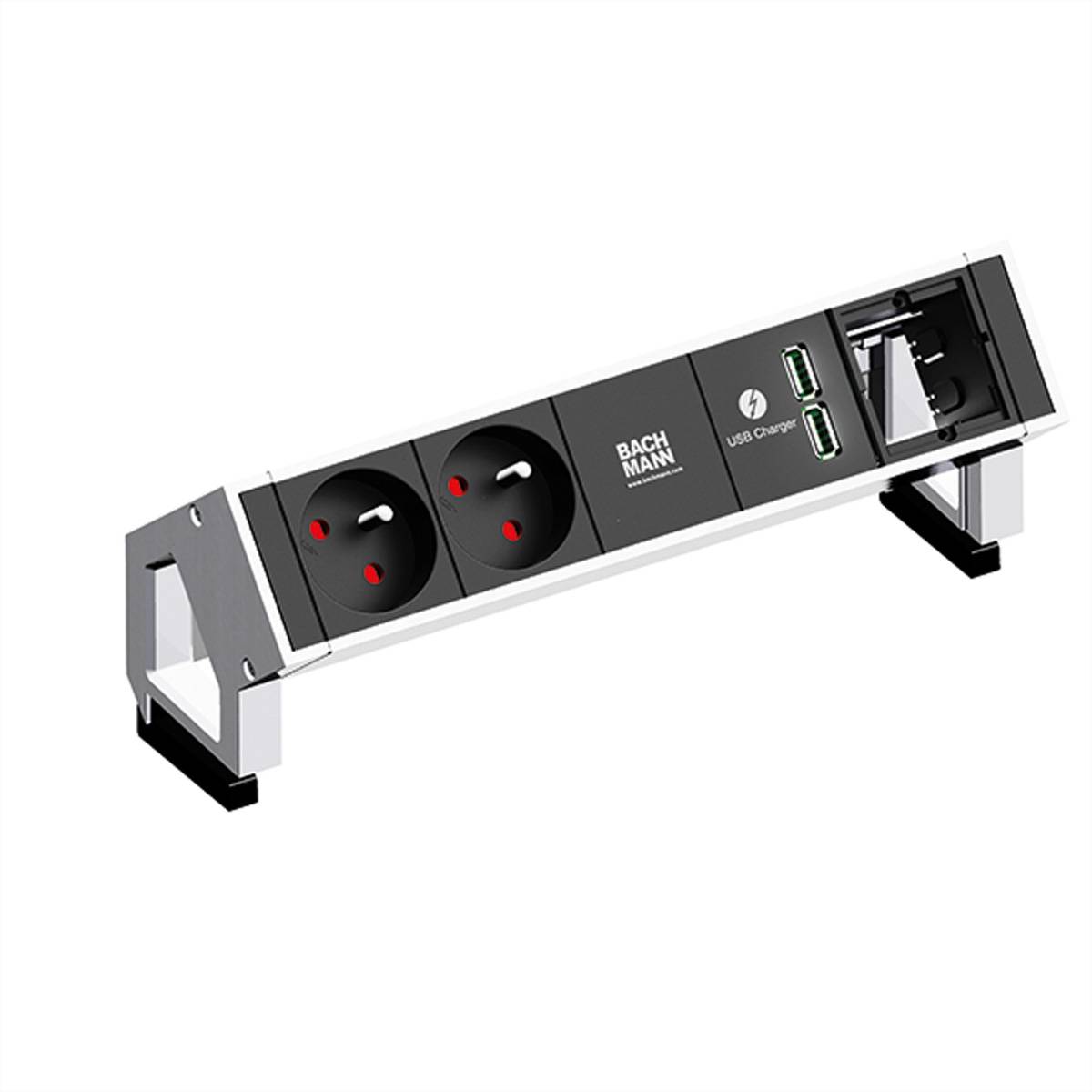 BACHMANN DESK2 2xUTE 35Â° 1xUSB Charger 1xCM Strom 0,2m GST18 WeiÃŸ Steckdosenleisten DESK 2