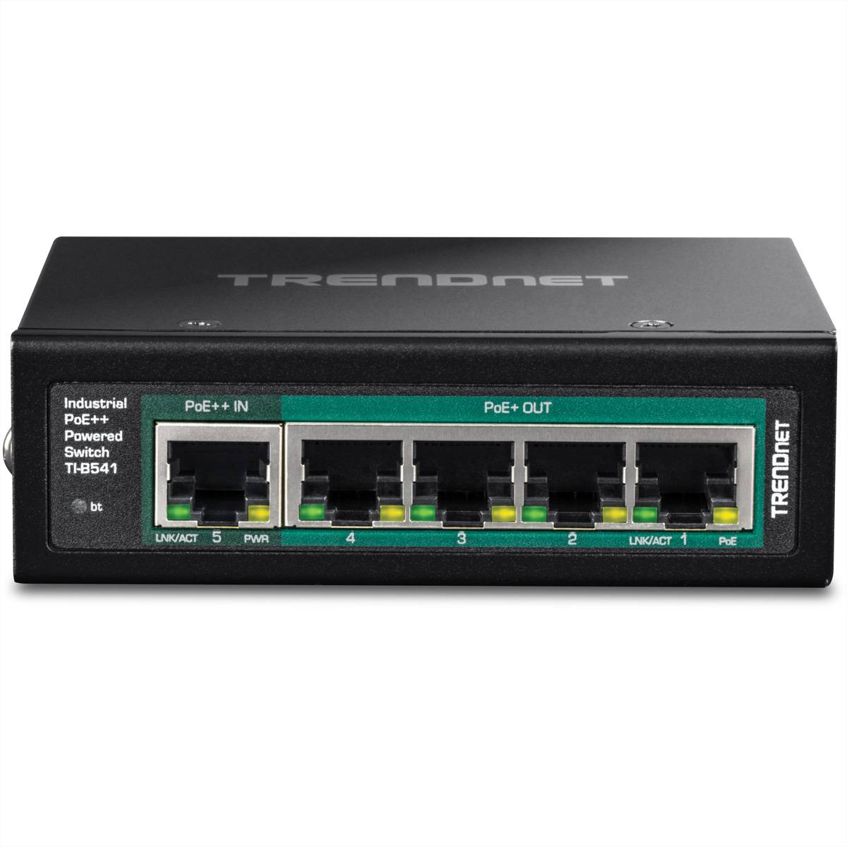 TRENDnet TI-B541 5-Port DIN-Rail Switch, PoE++ Powered mit PoE Pass-Through Industrial Networking