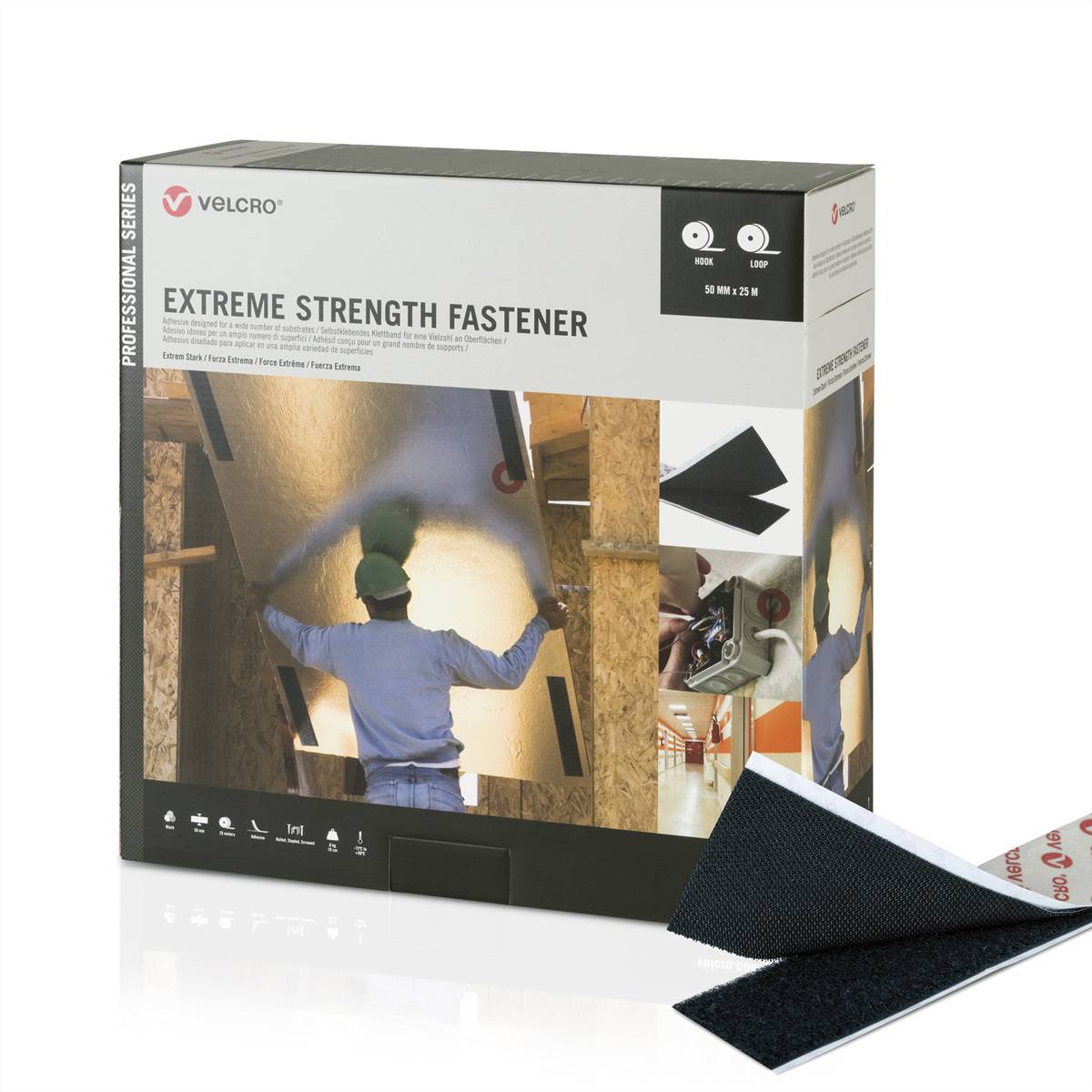 VELCROÂ® Extreme Strength Fastener 25m Hakenband 25m Flauschband, Haken &amp, Flausch 50mm schwarz /