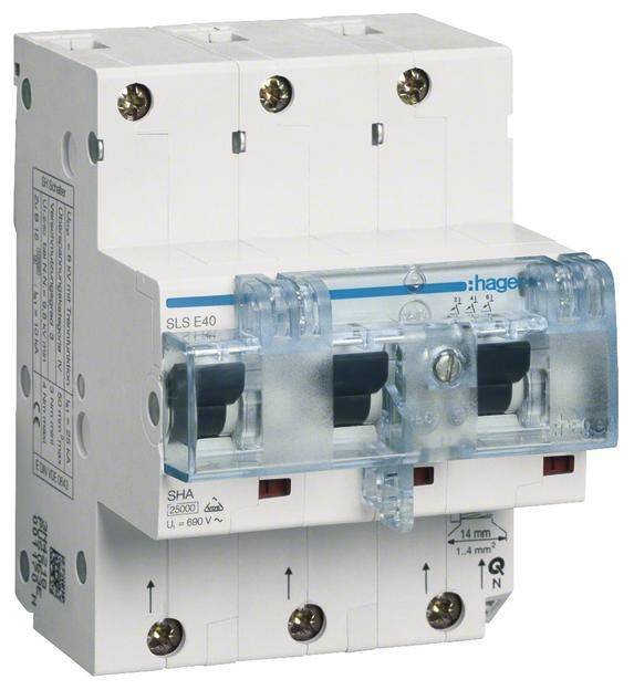 Hager SLS-Schalter 3polig E-40A HTN340E f.Hutschienenmontage Install.Baumaterial